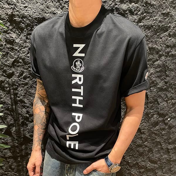 お洒落モンクレール ウォーターペイント ロゴ ダブルエッジ Tシャツ フェイク 2色 mop85389